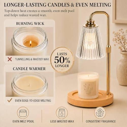 Funistree Gold Ribbed Glass Candle Warmer Lamp — photo 10 of 18