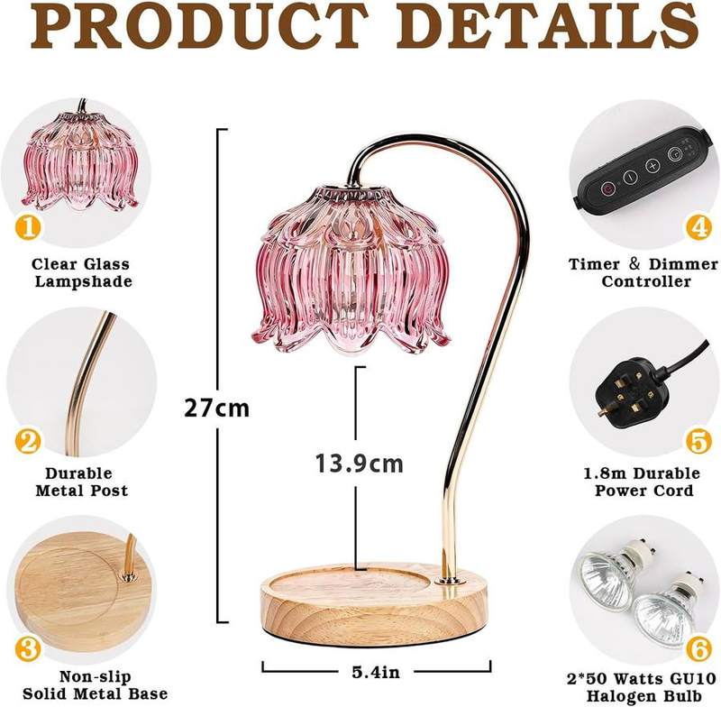 Funistree Pink Glass Candle Warmer Lamp — photo 9 of 16