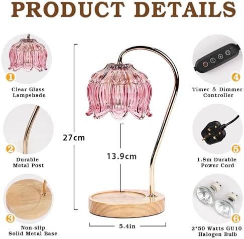 Funistree Pink Glass Candle Warmer Lamp — photo 10 of 16