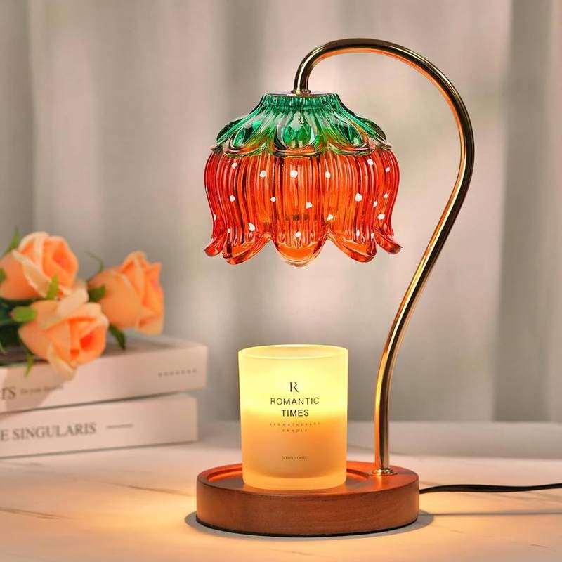 Funistree Strawberry Candle Warmer Lamp, candle warmer lamp with a strawberry-shaped shade