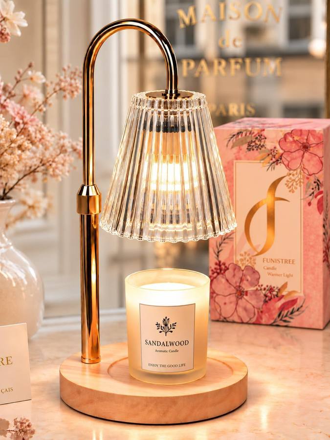 Funslive Flower Candle Warmer Lamp, candle warmer lamp with a petal-style flower shade