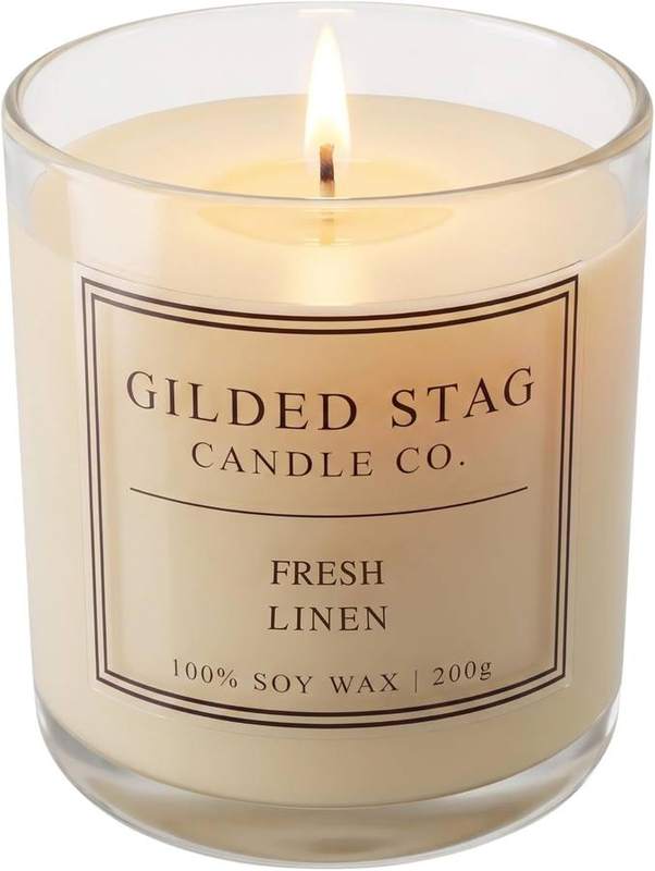 Gilded Stag Candle Co. Fresh Linen Soy Candle, 30cl — glass jar scented candle