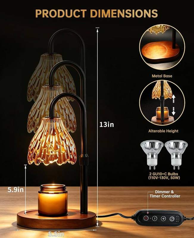 Gyradi Champagne Flower Glass Candle Warmer Lamp — photo 15 of 16