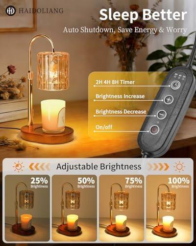 HAIDOLIANG Amber Glass Candle Warmer Lamp — photo 6 of 14