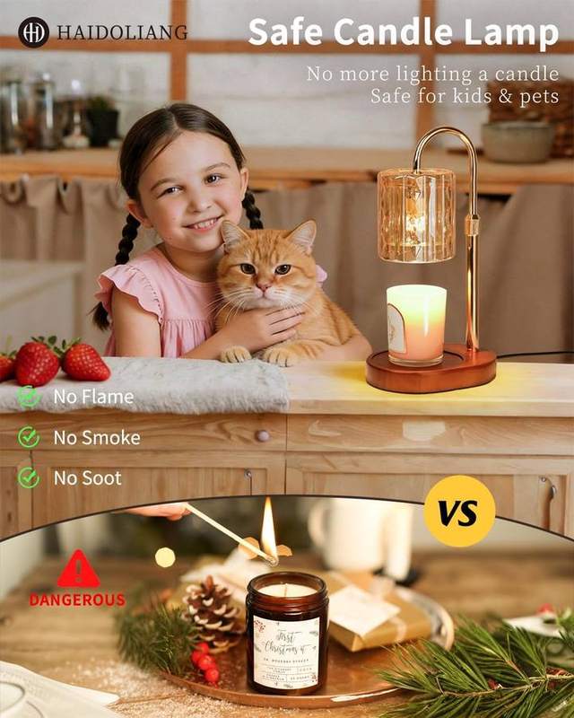 HAIDOLIANG Amber Glass Candle Warmer Lamp — photo 7 of 14