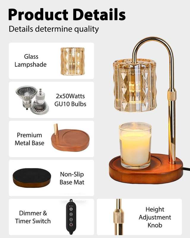 HAIDOLIANG Amber Glass Candle Warmer Lamp — photo 13 of 14