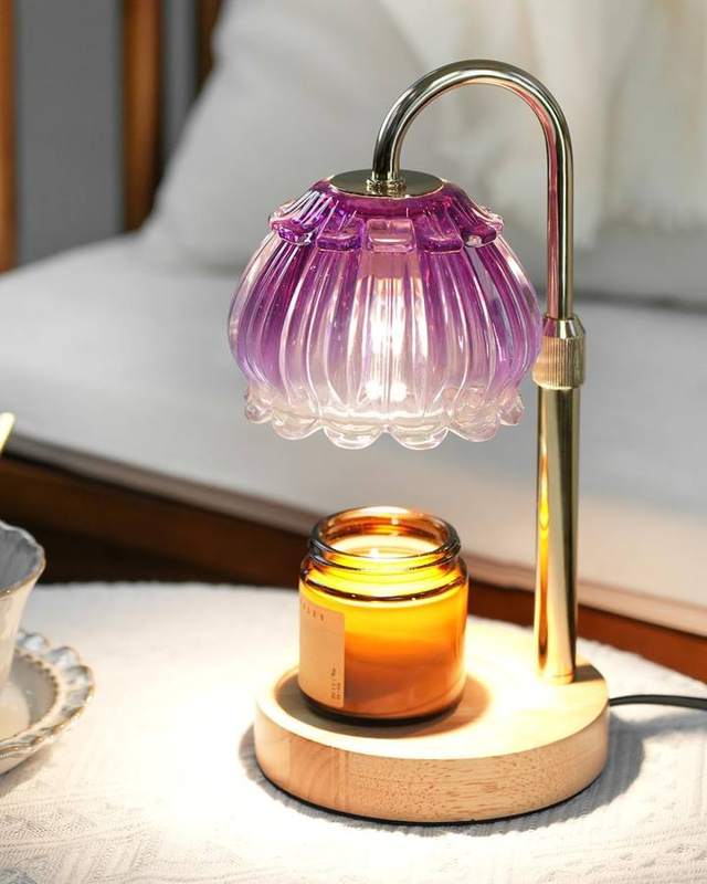 HAIDOLIANG Purple Candle Warmer Lamp, purple candle warmer lamp with a decorative shade