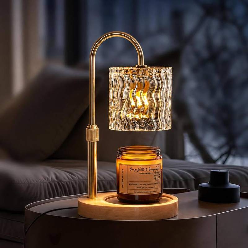 Homelist Gold Candle Warmer Lamp, gold candle warmer lamp with a lampshade