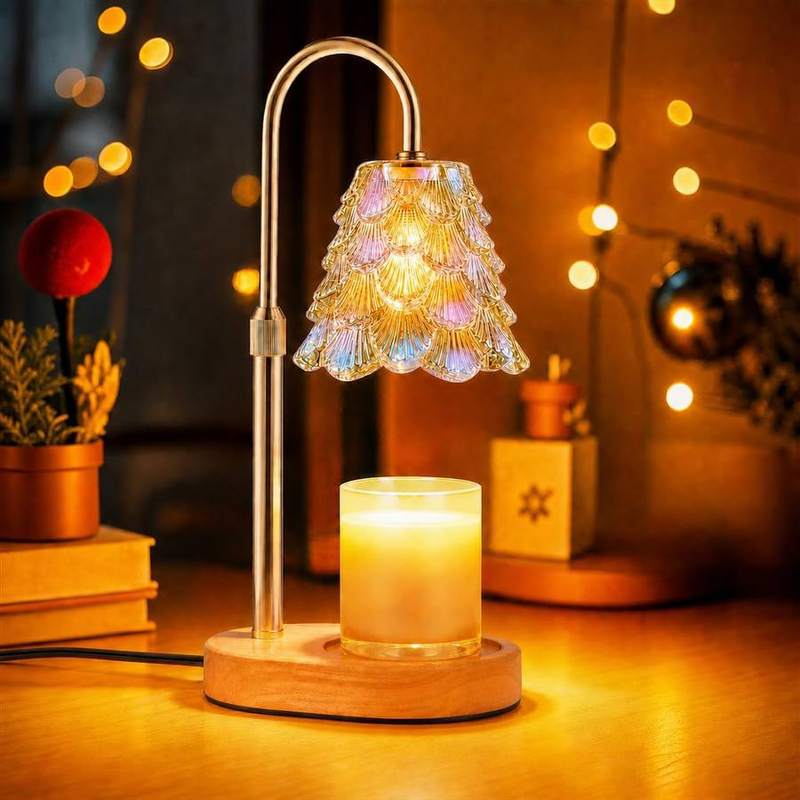 KATBUU Iridescent Glass Candle Warmer Lamp, candle warmer lamp with an iridescent glass shade