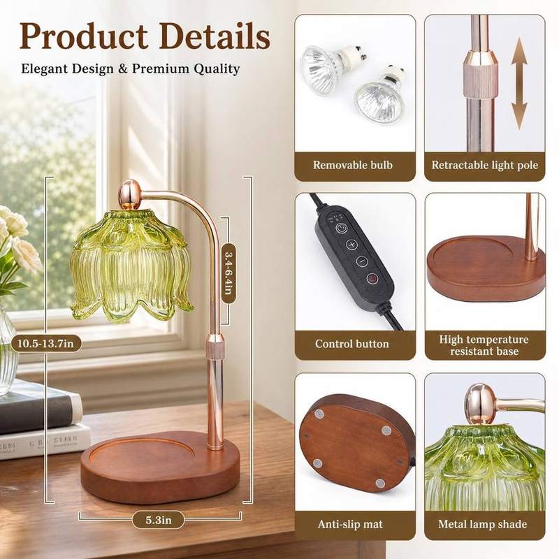 KJIXYUNG Green Polka-Dot Glass Candle Warmer Lamp — photo 3 of 14