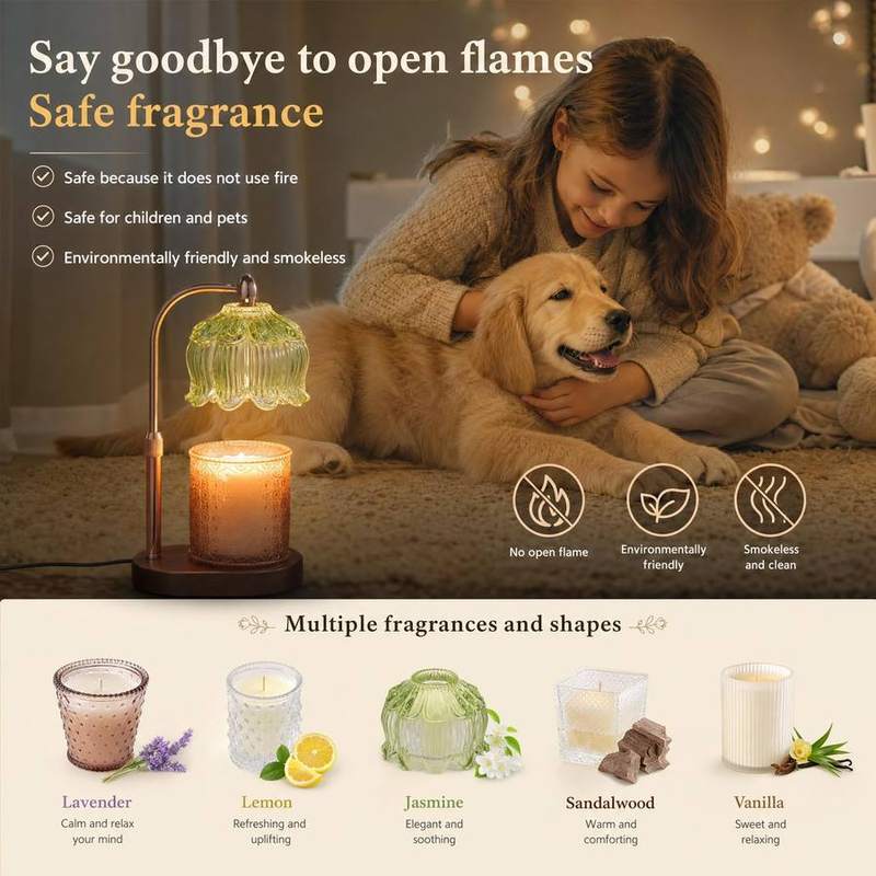 KJIXYUNG Green Polka-Dot Glass Candle Warmer Lamp — photo 7 of 14
