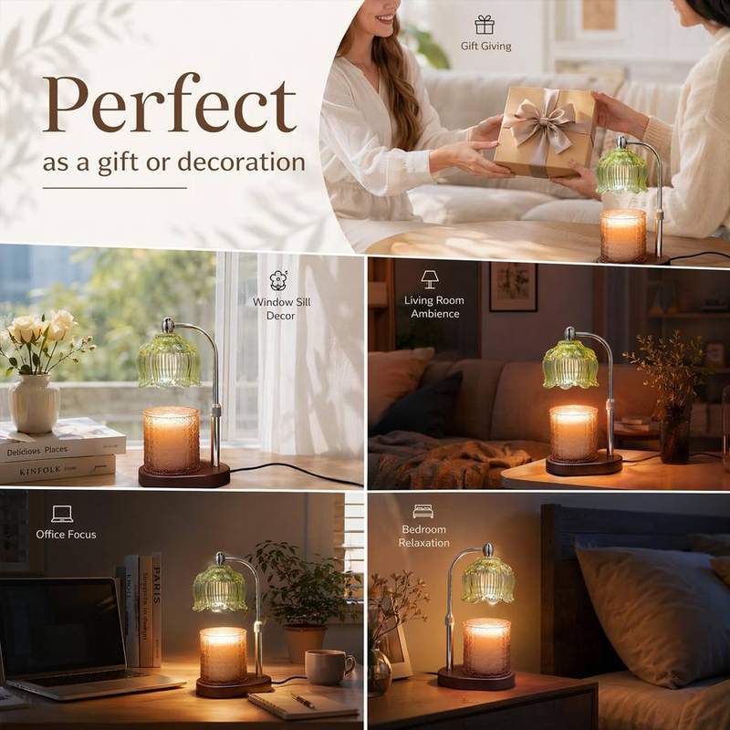 KJIXYUNG Green Polka-Dot Glass Candle Warmer Lamp — photo 9 of 14