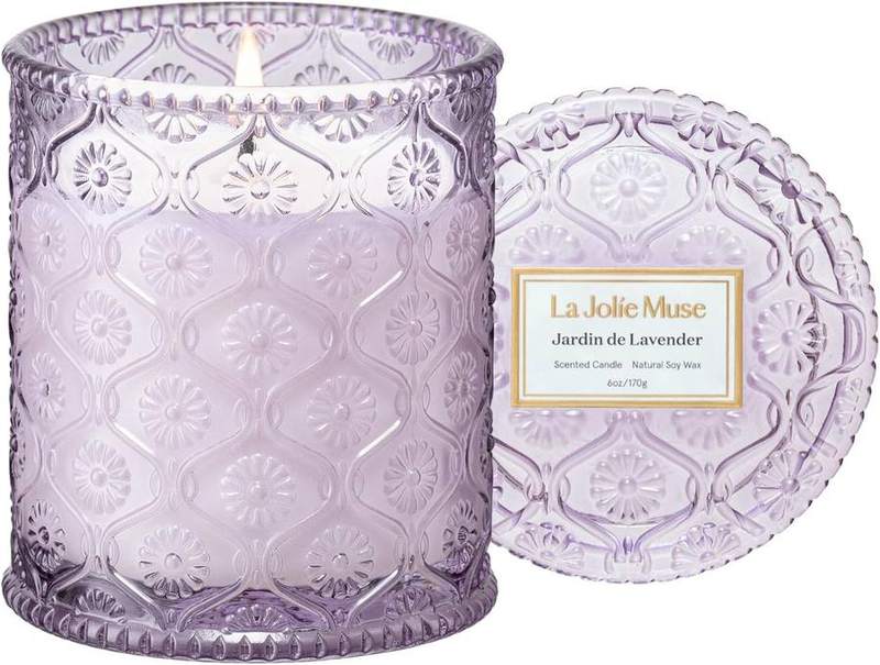 La Jolie Muse Lavender Lilac Candle, 170 g — glass jar scented candle