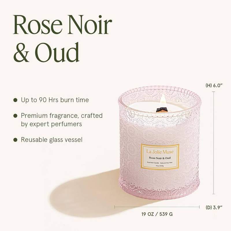 La Jolie Muse Rose Noir & Oud Candle, 19 oz — photo 9 of 14