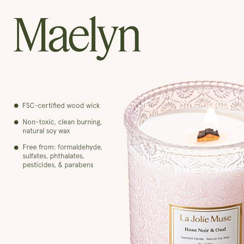 La Jolie Muse Rose Noir & Oud Candle, 19 oz — photo 11 of 14