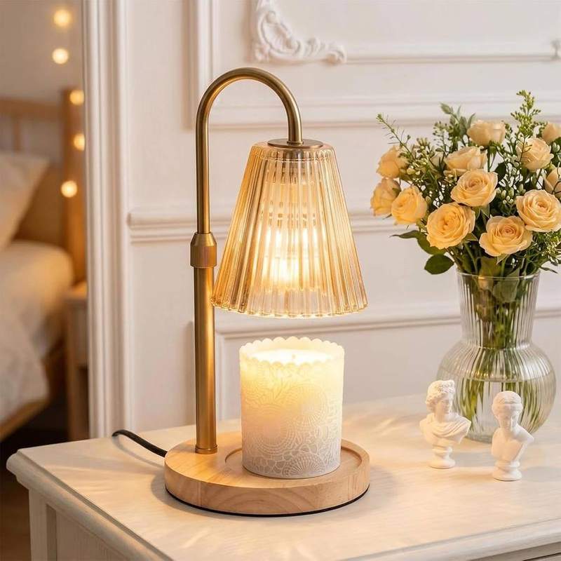Ledvia Gold Candle Warmer Lamp, gold candle warmer lamp with a decorative shade