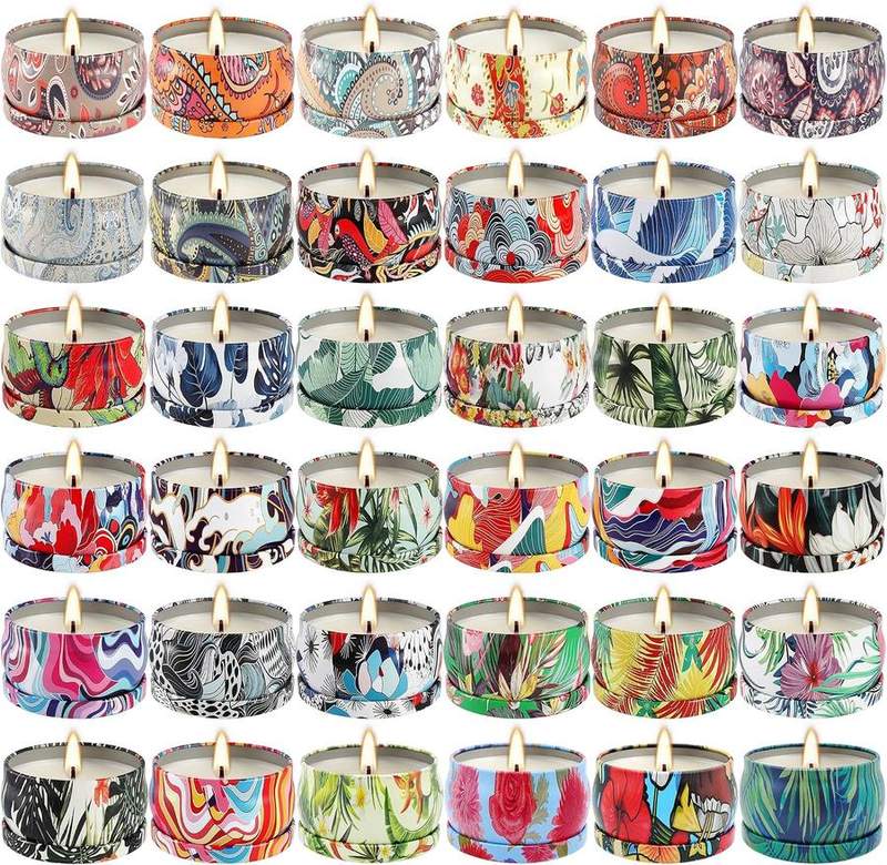 LIVEN Scented Candle Gift Set of 36, Multicolour Tins — tin scented candle