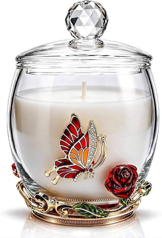 Luka Tech Enamel Butterfly & Blue Rose Candle — glass jar scented candle
