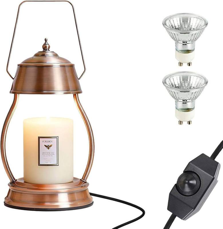 LXTaoler Rubberwood Candle Warmer Lamp, 2 x 50W Bulbs, candle warmer lamp with a lampshade