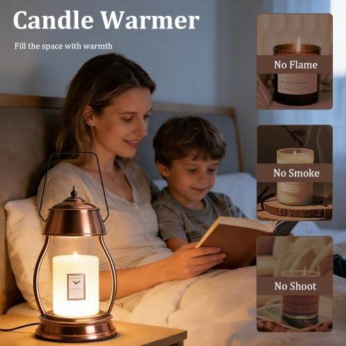 LXTaoler Rubberwood Candle Warmer Lamp, 2 x 50W Bulbs — photo 4 of 14
