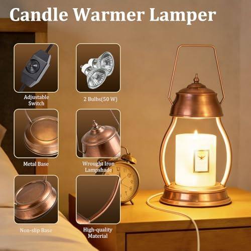 LXTaoler Rubberwood Candle Warmer Lamp, 2 x 50W Bulbs — photo 10 of 14
