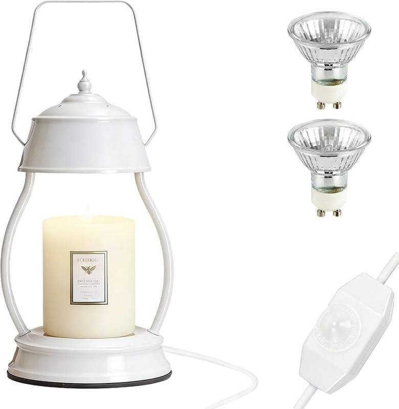 LXTaoler White Rubberwood Candle Warmer Lamp, white candle warmer lamp with a decorative shade