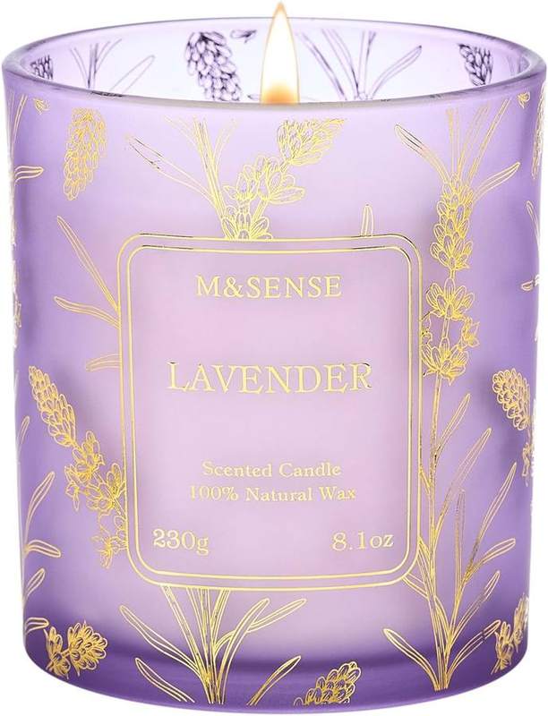 M&SENSE Lavender Candle with Gold Leaf, 230 g — jar scented candle