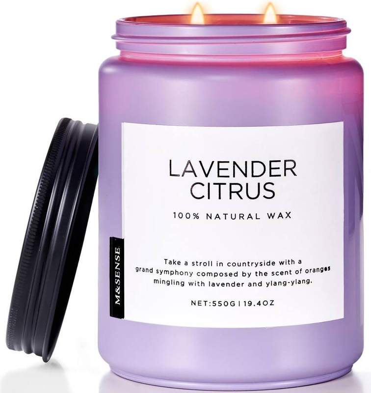 M&SENSE Lavender Citrus 2-Wick Candle, 550 g — jar scented candle