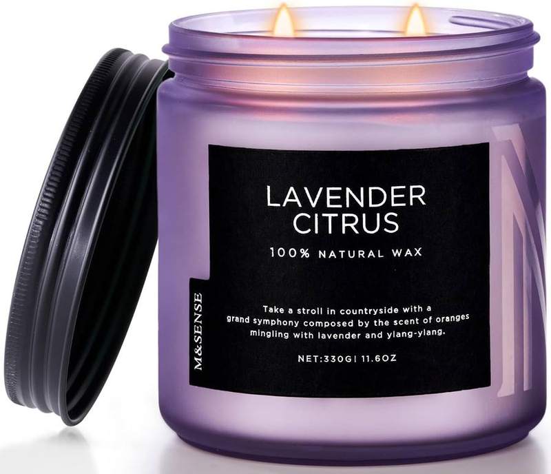 M&SENSE Lavender Citrus 2-Wick Candle, 11.6 oz — glass jar scented candle