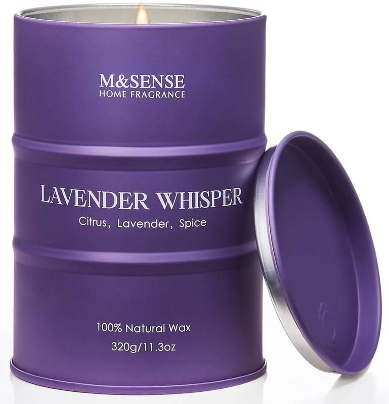 M&SENSE Lavender Whispers Soy Candle — tin scented candle