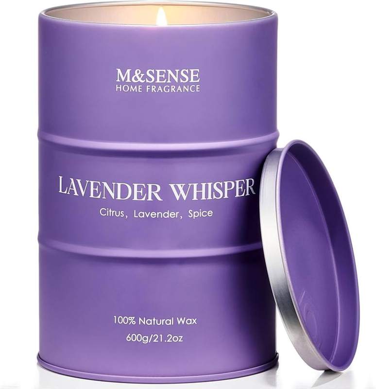 M&SENSE Lavender Whispers Large Candle, 600 g — tin scented candle
