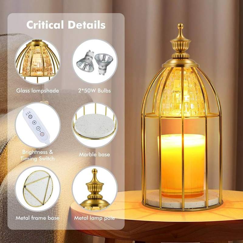 Maromamix Vintage Birdcage Candle Warmer Lamp, Gold — photo 9 of 12