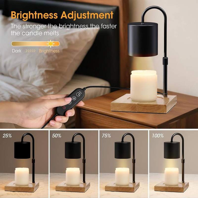 MQFORU Black Candle Warmer Lamp, Square Wood Base — photo 3 of 16