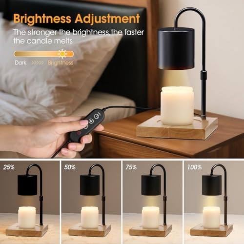 MQFORU Black Candle Warmer Lamp, Square Wood Base — photo 4 of 16