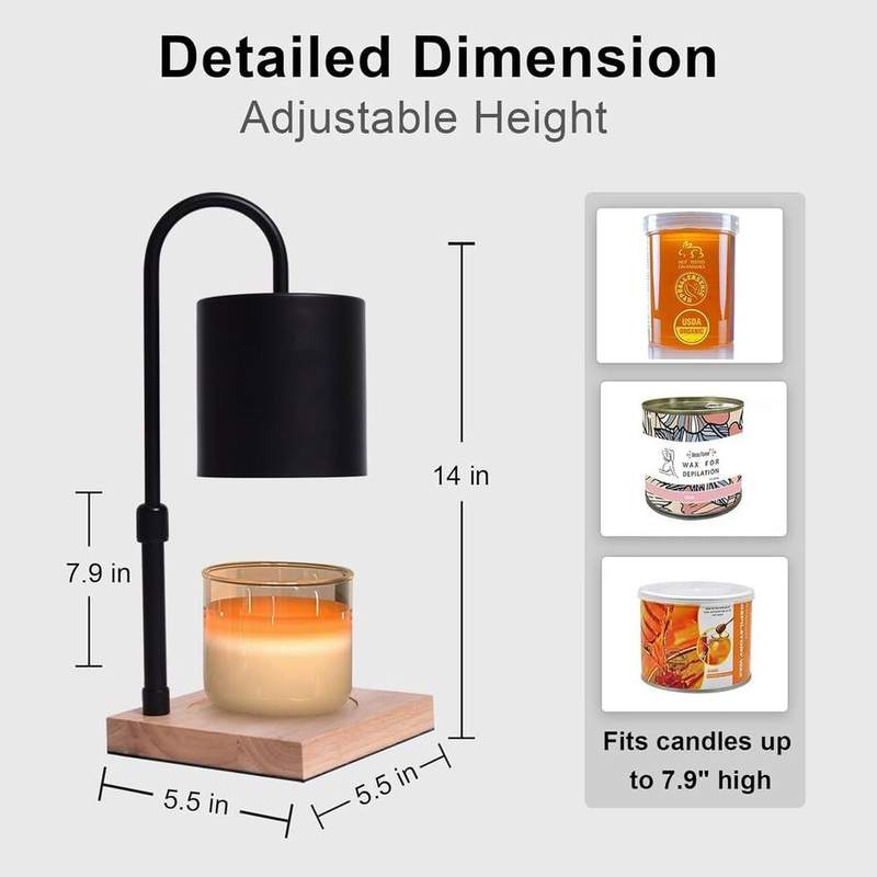 MQFORU Black Candle Warmer Lamp, Square Wood Base — photo 7 of 16