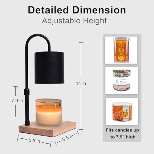 MQFORU Black Candle Warmer Lamp, Square Wood Base — photo 8 of 16