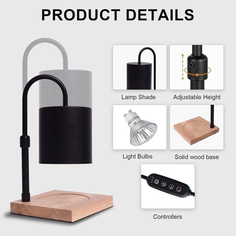 MQFORU Black Candle Warmer Lamp, Square Wood Base — photo 11 of 16