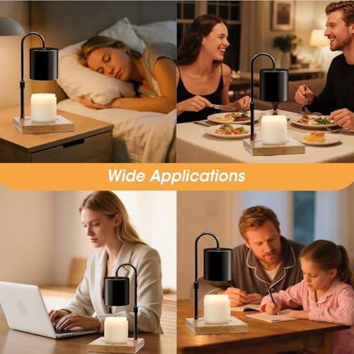 MQFORU Black Candle Warmer Lamp, Square Wood Base — photo 16 of 16