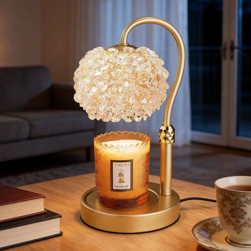NOREMIA Luxury Crystal Candle Warmer Lamp, candle warmer lamp with a crystal-style faceted shade