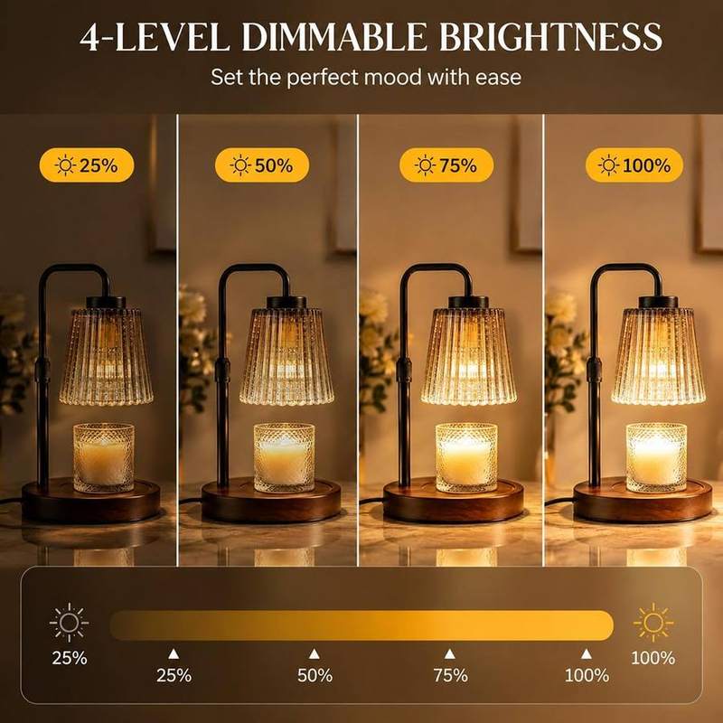 NOVEINN Brown Glass Candle Warmer Lamp, Telescopic — photo 3 of 12