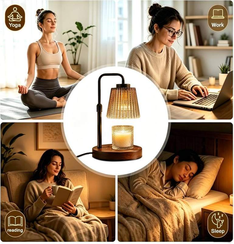 NOVEINN Brown Glass Candle Warmer Lamp, Telescopic — photo 7 of 12