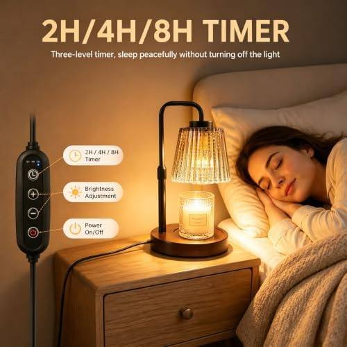 NOVEINN Brown Glass Candle Warmer Lamp, Telescopic — photo 10 of 12