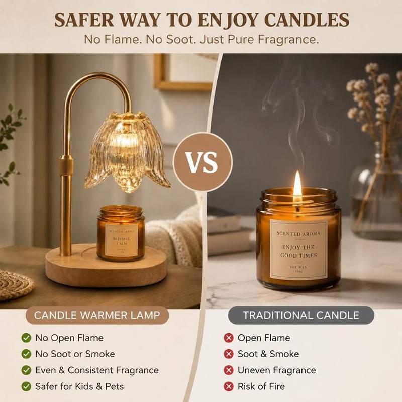 NOVEINN Gold Lily Flower Candle Warmer Lamp — photo 7 of 16
