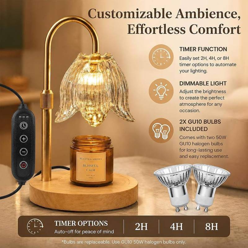 NOVEINN Gold Lily Flower Candle Warmer Lamp — photo 9 of 16