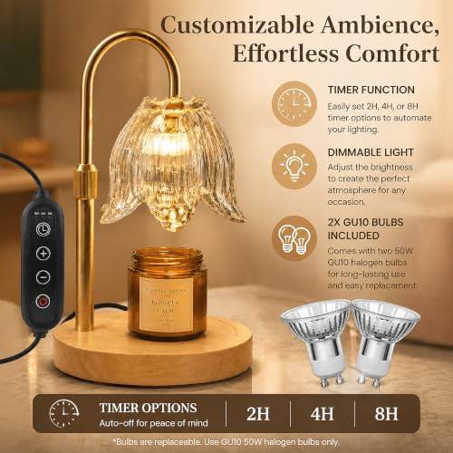 NOVEINN Gold Lily Flower Candle Warmer Lamp — photo 10 of 16