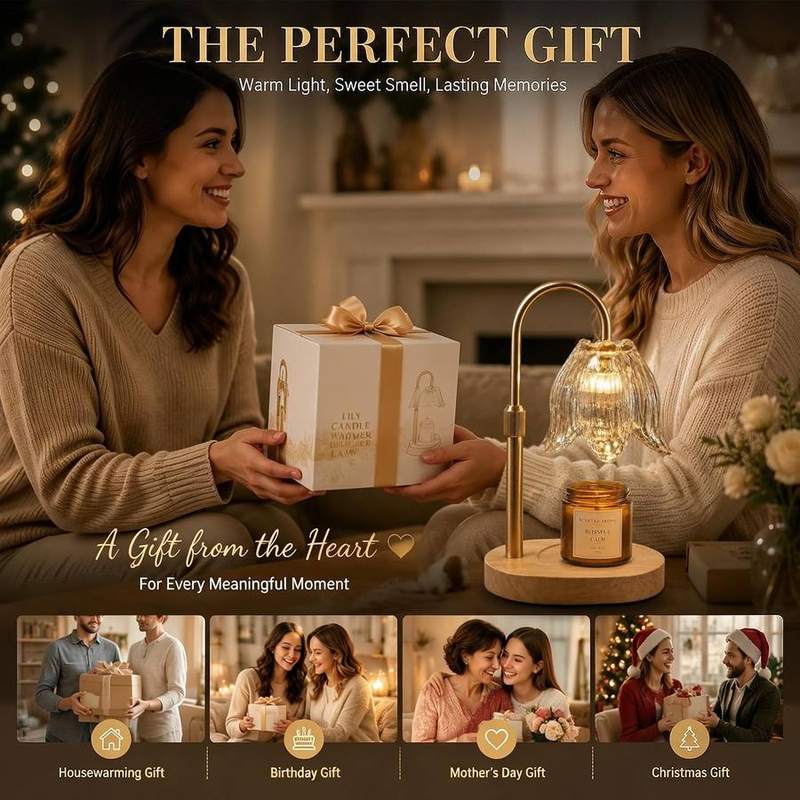 NOVEINN Gold Lily Flower Candle Warmer Lamp — photo 11 of 16