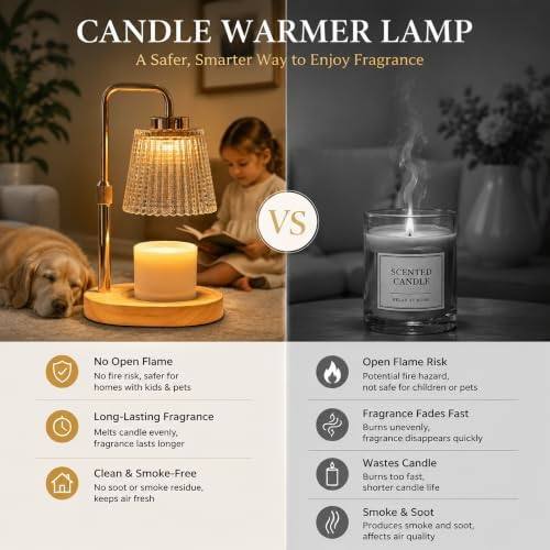 NOVEINN Gold Glass Candle Warmer Lamp, Telescopic — photo 6 of 14