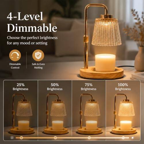 NOVEINN Gold Glass Candle Warmer Lamp, Telescopic — photo 8 of 14
