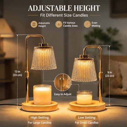 NOVEINN Gold Glass Candle Warmer Lamp, Telescopic — photo 10 of 14