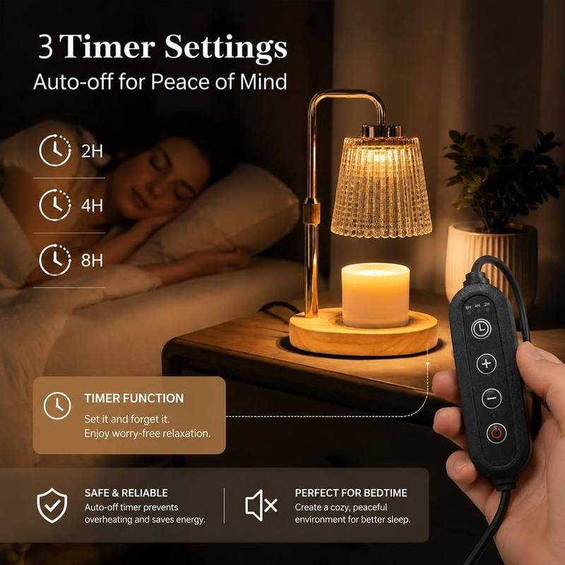NOVEINN Gold Glass Candle Warmer Lamp, Telescopic — photo 11 of 14